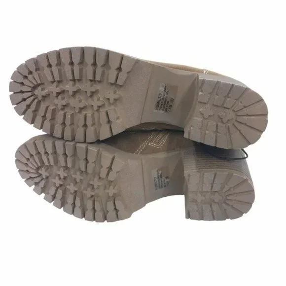 Chunky Heeled Boots Y2K 90s Lug Sole Women 7.5 M Lace Up Shearling Accent Zipper - Picture 10 of 14